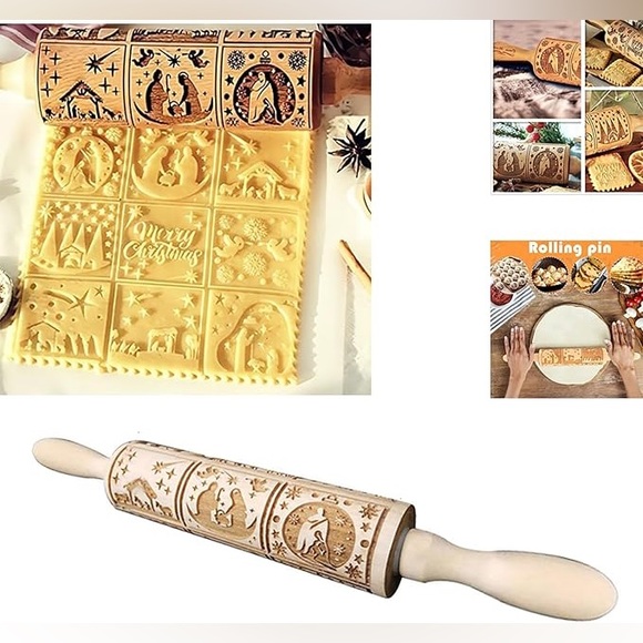 NEW Christmas Stamp Wooden Rolling Pin - Picture 12 of 12